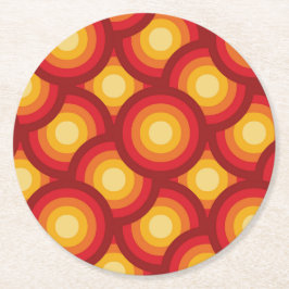 Retro 70-tals Groovy Geometriska Cirklar Mönster Underlägg Papper Rund