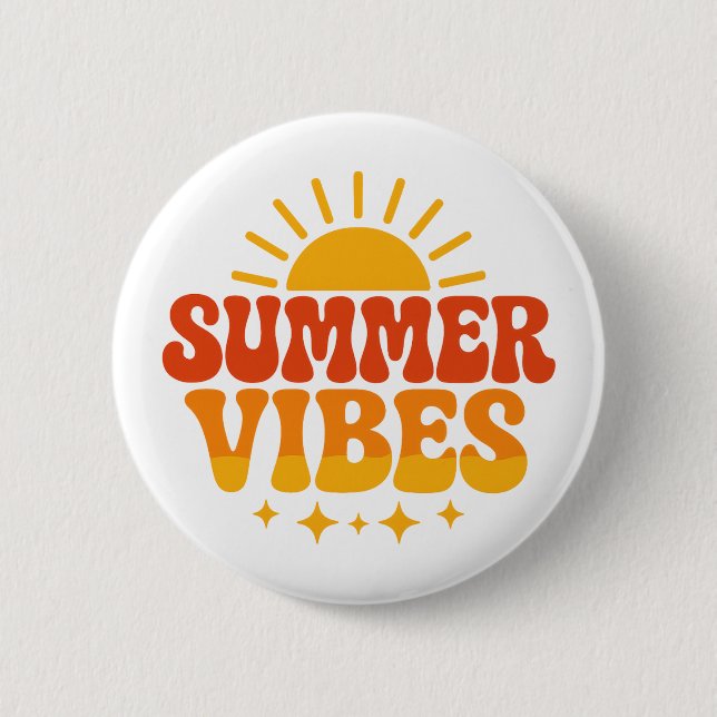 Retro 70-tals Groovy Sommar Vibes Solsken Knapp (Framsida)