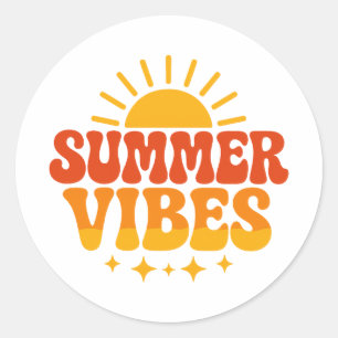 Retro 70-tals Groovy Sommar Vibes Solsken Runt Klistermärke