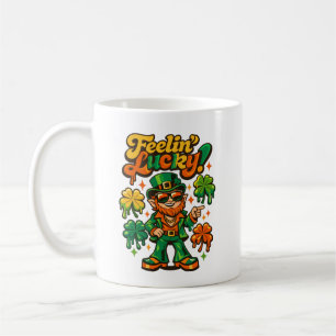 Retro 70-tals Groovy Tomte Lucky Vibes St. Patric Kaffemugg
