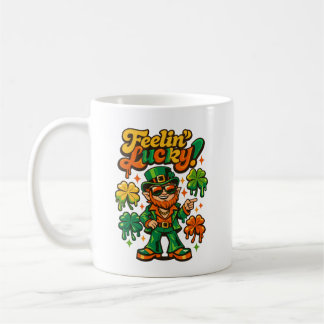 Retro 70-tals Groovy Tomte Lucky Vibes St. Patric Kaffemugg