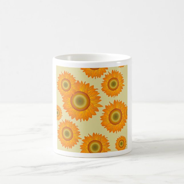 Retro 70-tals gul solros blomster mönster kaffemugg (Skapare uppladdad)