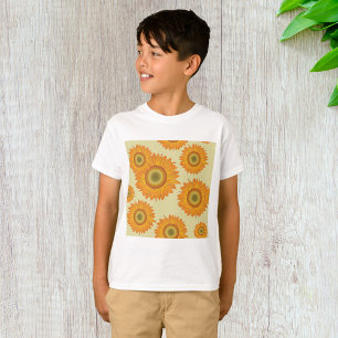 Retro 70-tals gula solros blomster mönster t shirt