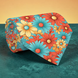 Retro 70-tals Klassiska Blommor Groovy Skräddarsyd Slips