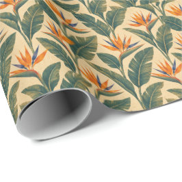 Retro 70-tals Paradisfågel Tropiskt Inpackningspap Presentpapper