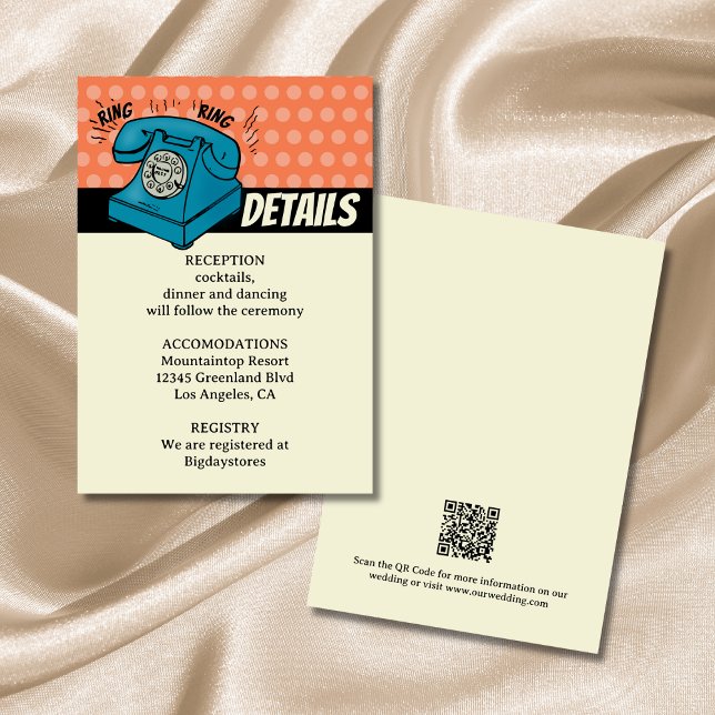 Retro 70-tals Pop Art Serietidning Bröllop QR-kod Tilläggskort (Skapare uppladdad)