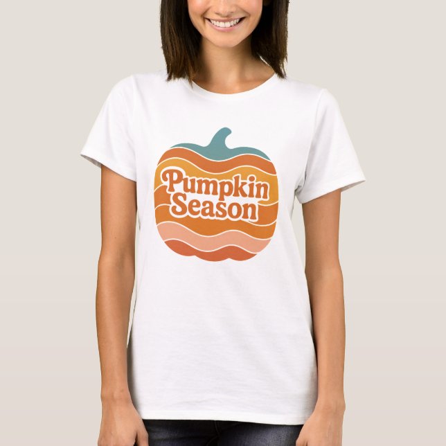 Retro 70-tals pumpasäsong höst t shirt (Framsida)