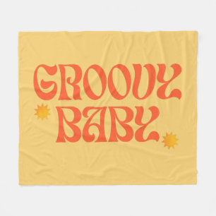Retro 70-tals Senap Orange Hippie Groovy Bebis Fleecefilt