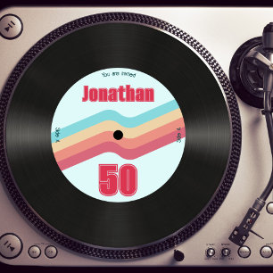 Retro 70-tals tema 50-års födelsedagsmusik Vinylsk Inbjudningar