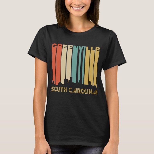 Retro 70-talstil Greenville South Carolina Skyli Tee Shirt (Framsida)