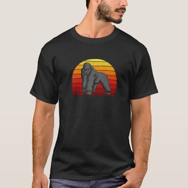 Retro 70S 80S Silverback Gorilla T Shirt (Framsida)