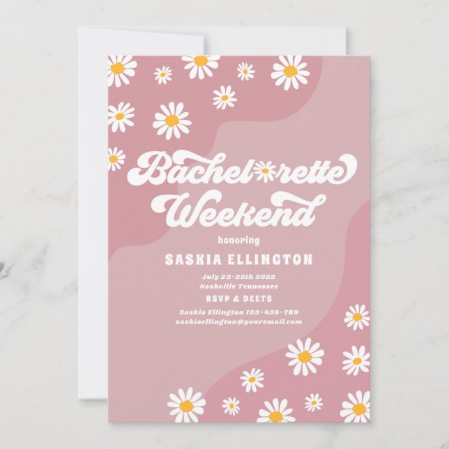Retro 70s Bachelorette Helg Itinerary Inbjudningar (Framsida)