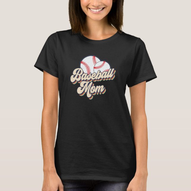 Retro 70s Baseball Mom Cute Player Mama Team Sport T Shirt (Framsida)