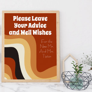 Retro 70s Boho Bröllop Advice & well Önskemål Poster