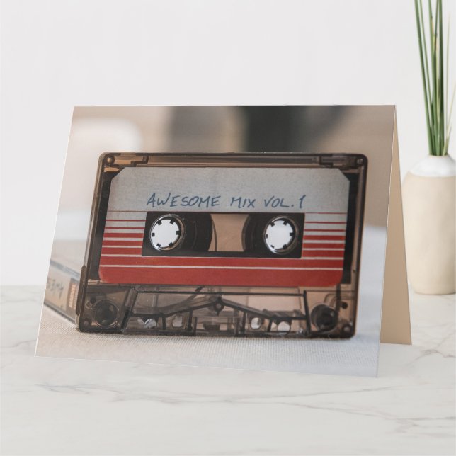 RETRO 70s CASSETTE BAND BIRTHDAY GREETING CARDS Kort (Framsida)