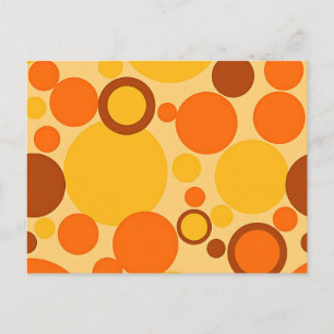 Retro 70s Circle Mönster i Orange Brown Vykort