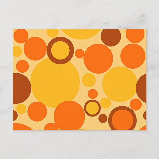 Retro 70s Circle Mönster i Orange Brown Vykort (Framsida)