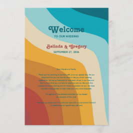 Retro 70's Colorful Rainbow Bröllop Itinerary Program