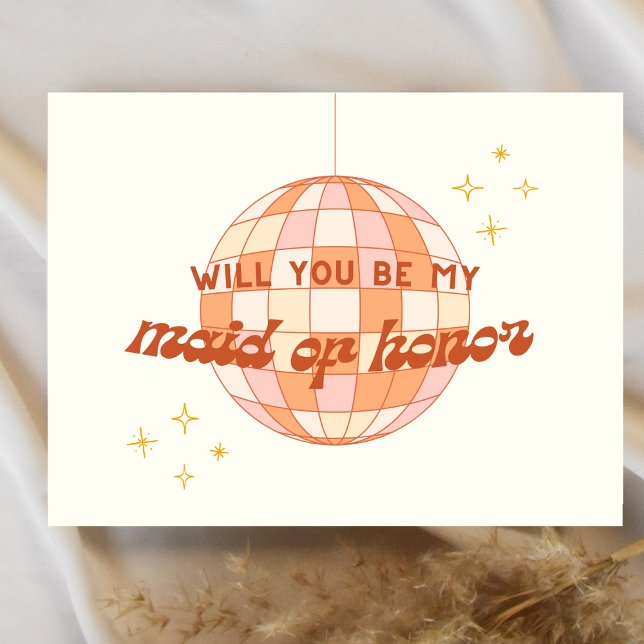 Retro 70s Disco Maid of honor Frieri kort (Skapare uppladdad)