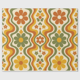 Retro 70s Floral Wrapping Paper Pattern Presentpapper