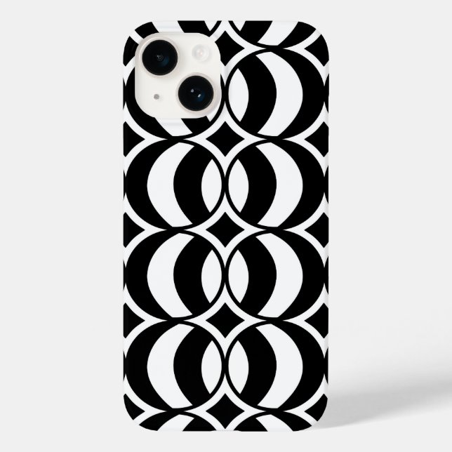 Retro 70s Geometric Globe Mönster Black & White (Baksida)
