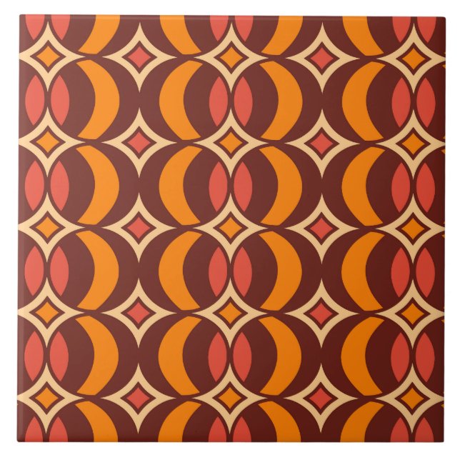 Retro 70s Geometric Globe Mönster hösten Kakelplatta (Framsidan)