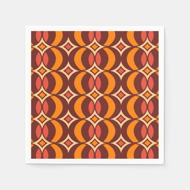 Retro 70s Geometric Globe Mönster hösten Pappersservett (Framsidan)