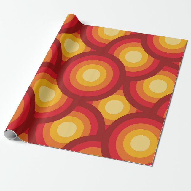 Retro 70s Geometric Groovy Circles Mönster Presentpapper (Utrullad)