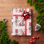 Retro 70s Groovy och Bright Jultomten Presentpapper<br><div class="desc">Gör julgroovy och ljus med detta färgstarka omslag pappert. Den har en söt rosa bakgrund och en "Holly,  Jolly,  Vibes" mönster.</div>