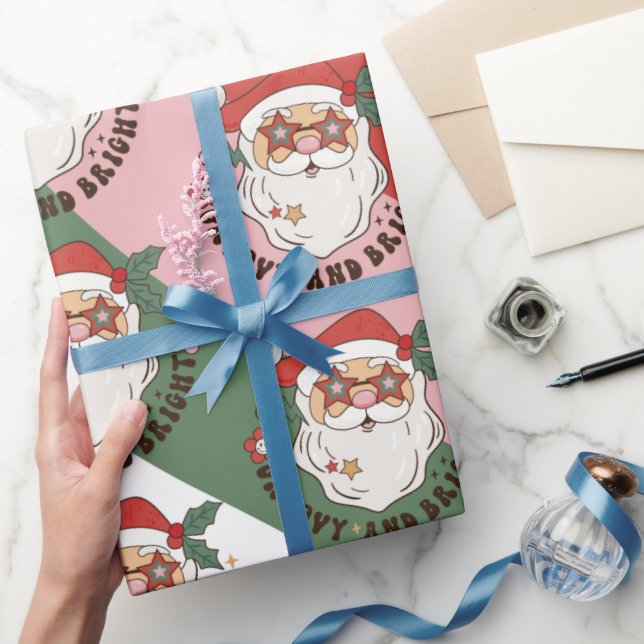 Retro 70s Groovy och Bright Jultomten Presentpapper (Gifting)