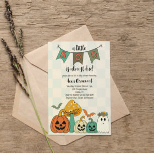 Retro 70's Halloween Baby Shower Little Boo Inbjudningar