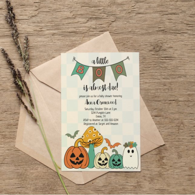 Retro 70's Halloween Baby Shower Little Boo Inbjudningar (Skapare uppladdad)