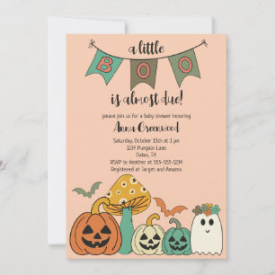 Retro 70's Halloween Baby Shower Little Boo Invita Inbjudningar
