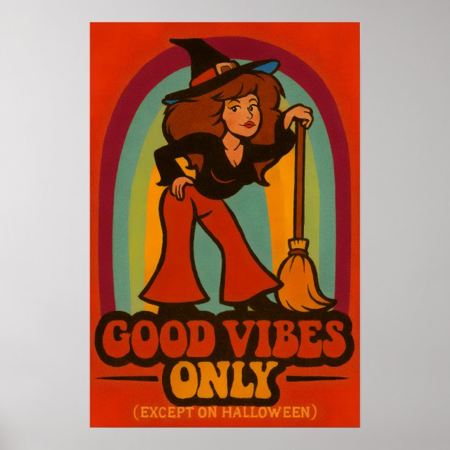 Retro 70s Halloween Witch Poster (Framsidan)