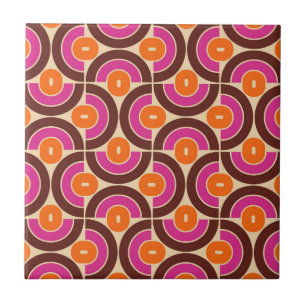 Retro 70s Mid-Mod Geometric Mönster Kakelplatta