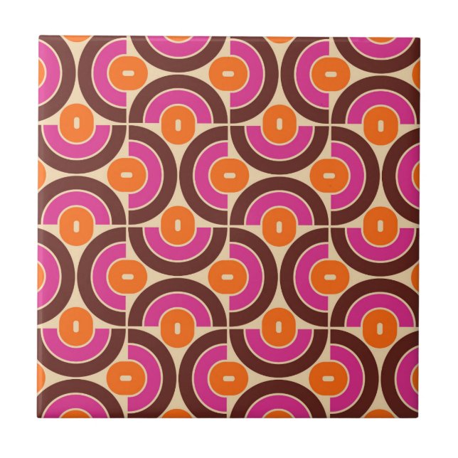 Retro 70s Mid-Mod Geometric Mönster Kakelplatta (Framsidan)