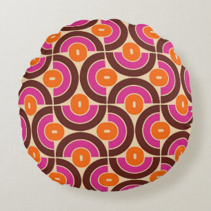 Retro 70s Mid-Mod Geometric Mönster Rund Kudde