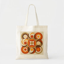 Retro 70s Mid-Mod Geometric Mönster Tote Bag