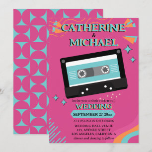 Retro 70s Music Cassette Tape Groovy Fuchsia Rolig Inbjudningar