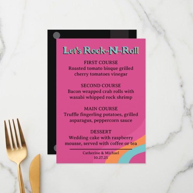 Retro 70s Music Cassette Tape Groovy Fuchsia Rolig Meny (Fram/Back In Situ)