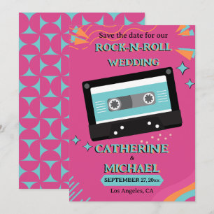 Retro 70s Music Cassette Tape Groovy Fuchsia Rolig Spara Datumet