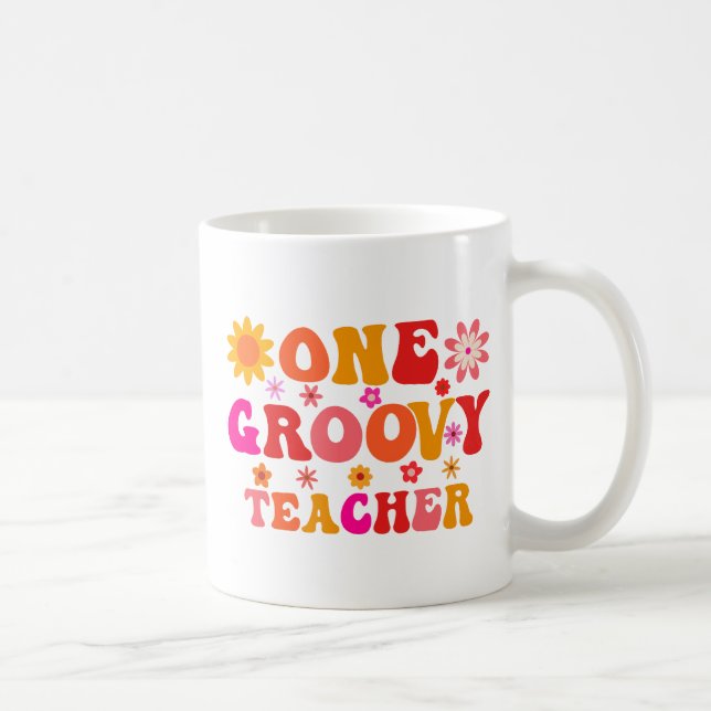 Retro 70s One Groovy Teacher Kaffemugg (Höger)