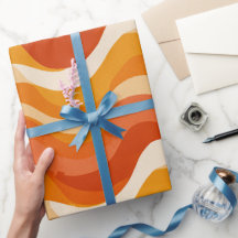 Retro 70s Orange Mustard Wave Abstract Pattern