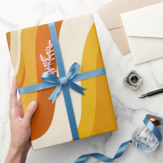 Retro 70s Orange Mustard Wave Abstract Pattern Presentpapper