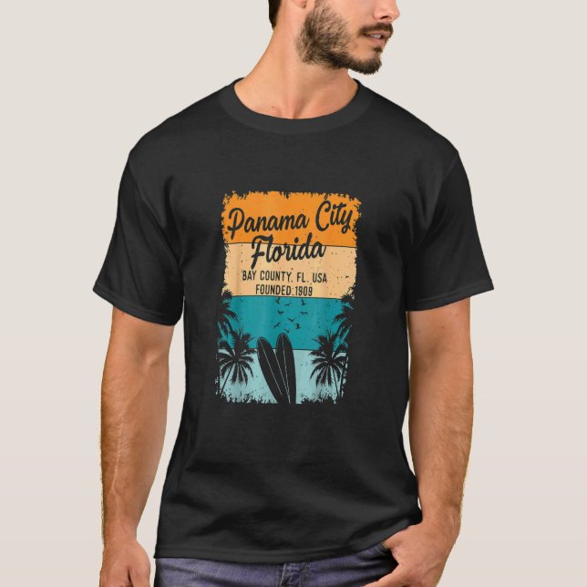 Retro 70's Panama City Beach Florida FL Souvenirs T Shirt (Framsida)