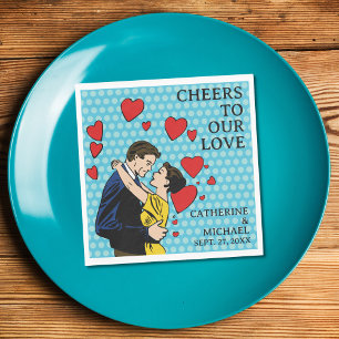 Retro 70's Pop Art Tecknad Bok Romantic Roligt Brö Pappersservett