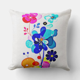 Retro 70s Psychedelic Abstract Fluid Floral Kudde