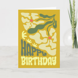 Retro 70s Psychedelic Groovy Flower Birthday Kort