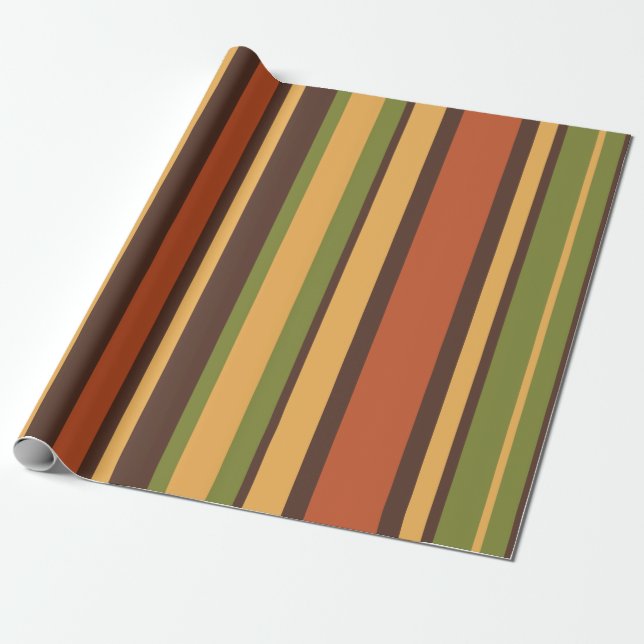 Retro 70s Rand Brown Avocado Orange Mustard Presentpapper (Utrullad)