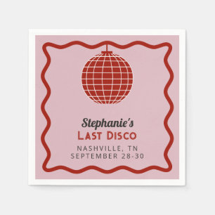 Retro 70s Red and Rosa Last Disco Bachelorette Pappersservett